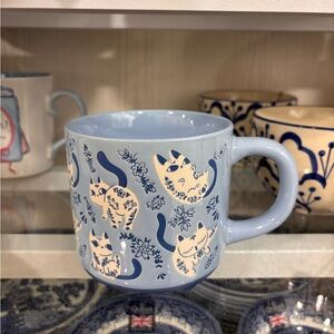 Blue Cat Print Ceramic Mug